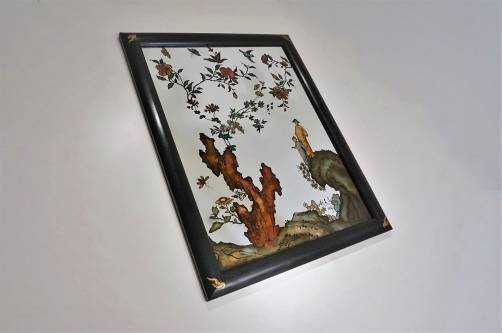 Chinese reverse painted mirror, La Barge 1980`s ca, American